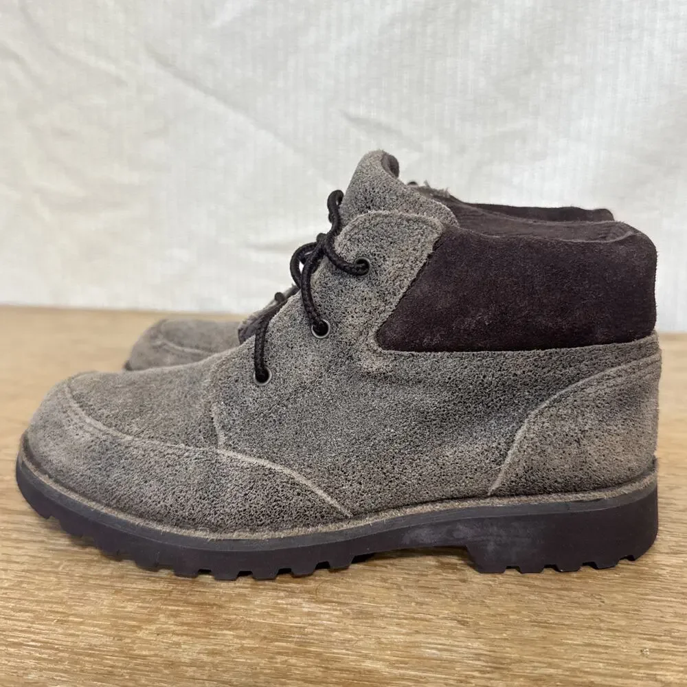 UGG Kids Neumel Chukka Boots Brown Suede Sheepskin Lined Youth 1